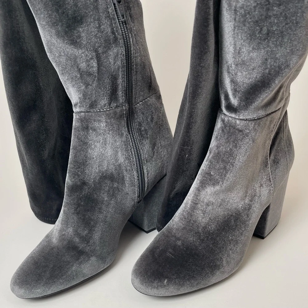 Aldo Black Velvet Knee-High Boots Size 7